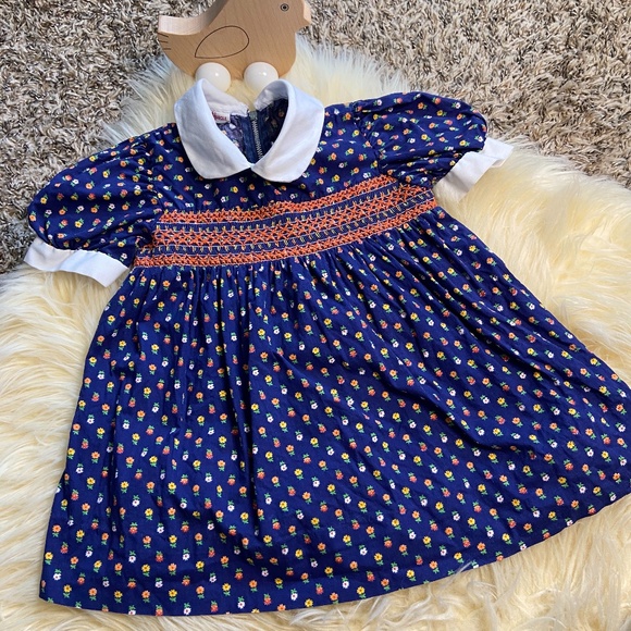 navy floral baby dress